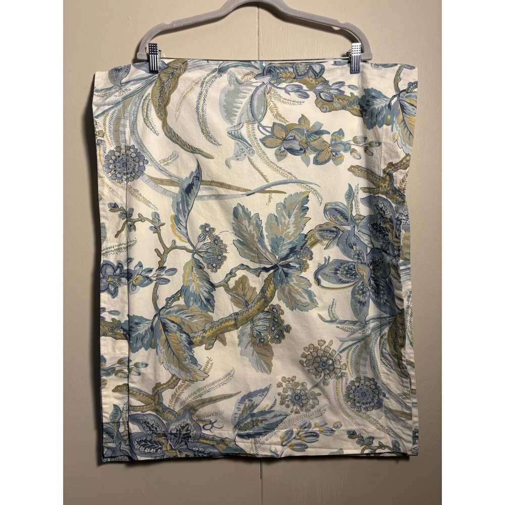 2 Pottery Barn Standard Pillow Sham Caesarea Blue Floral Organic Cotton Bedding